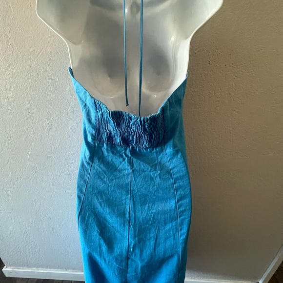 NWT Zara Limited Edition Linen Blend Halter Maxi Dress - Picture 5 of 9